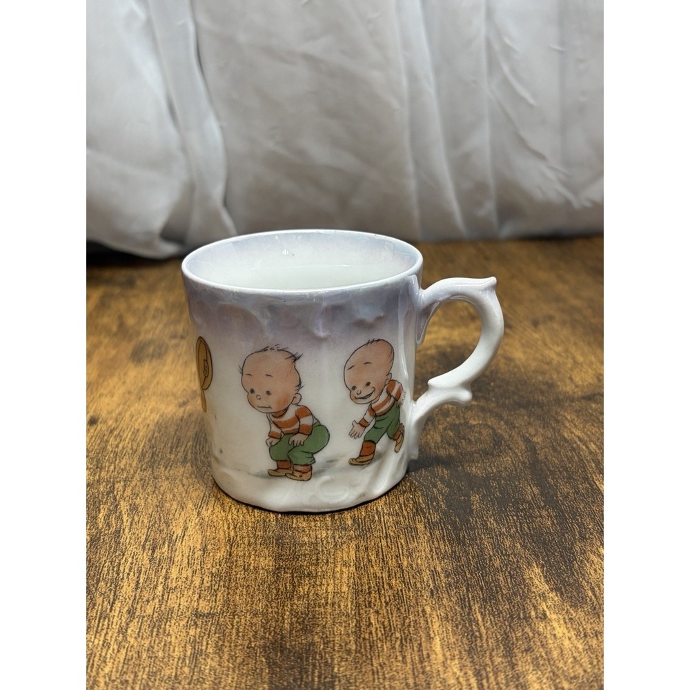 Antique German Porcelain Child Mug Kewpie Kids Football Cup Nursery Germany